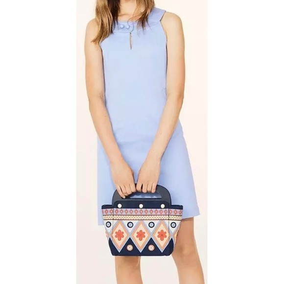 Tory‎ Burch Gerritt A-Line Dress Silverlake Powder Blue Sz 2 Career Fitted Party - Picture 1 of 13